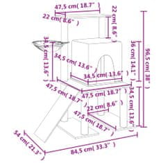 Vidaxl Mačje drevo s praskalniki iz sisala krem 96,5 cm