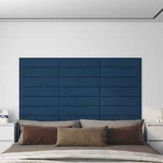 Vidaxl Stenski paneli 12 kosov modri 60x15 cm žamet 1,08 m²