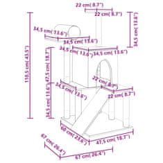 Vidaxl Mačje drevo s praskalniki iz sisala svetlo sivo 110,5 cm