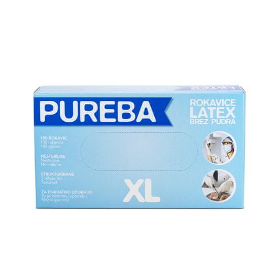 PUREBA Latex rokavice, brez pudra, XL, 100/1