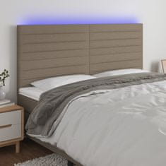 shumee LED posteljno vzglavje taupe 160x5x118/128 cm blago