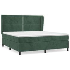 Vidaxl Box spring postelja z vzmetnico temno zelena 180x200 cm žamet