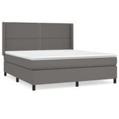 Vidaxl Box spring postelja z vzmetnico siva 180x200 cm umetno usnje