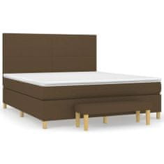 Vidaxl Box spring postelja z vzmetnico temno rjava 180x200 cm blago