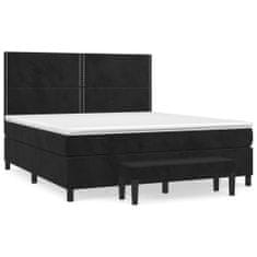 Vidaxl Box spring postelja z vzmetnico črna 180x200 cm žamet