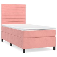 Vidaxl Box spring postelja z vzmetnico roza 90x200 cm žamet