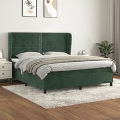 Vidaxl Box spring postelja z vzmetnico temno zelena 180x200 cm žamet