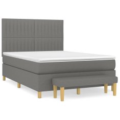 Vidaxl Box spring posteljni z vzmetnico temno siv 140x190 cm blago