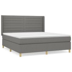 Vidaxl Box spring postelja z vzmetnico temno siva 160x200 cm blago