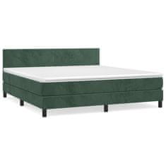 Vidaxl Box spring postelja z vzmetnico temno zelena 160x200 cm žamet