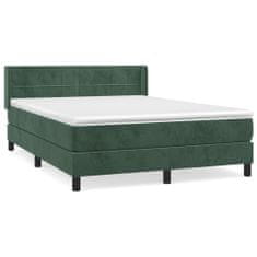 Vidaxl Box spring postelja z vzmetnico temno zelena 140x200 cm žamet