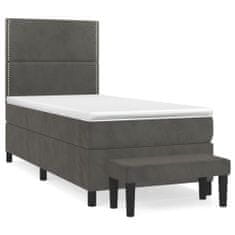 Vidaxl Box spring postelja z vzmetnico temno siv 90x190 cm žamet