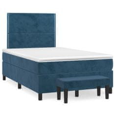 Vidaxl Box spring postelja z vzmetnico temno moder 120x190 cm žamet