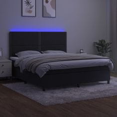 Vidaxl Box spring postelja z vzmetnico LED črna 180x200 cm žamet