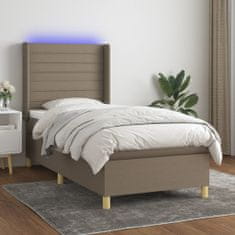 Vidaxl Box spring postelja z vzmetnico LED taupe 80x200 cm blago