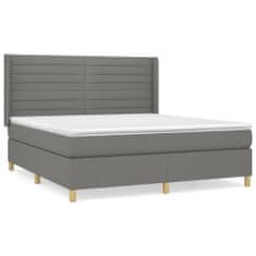 Vidaxl Box spring postelja z vzmetnico temno siva 180x200 cm blago