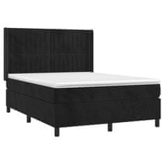Vidaxl Box spring postelja z vzmetnico LED črna 140x200 cm žamet
