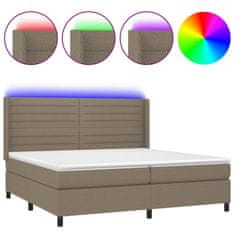 Vidaxl Box spring postelja z vzmetnico LED taupe 200x200 cm blago