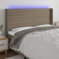 shumee LED posteljno vzglavje taupe 163x16x118/128 cm blago