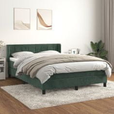 Vidaxl Box spring postelja z vzmetnico temno zelena 140x200 cm žamet