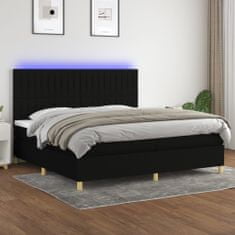 Vidaxl Box spring postelja z vzmetnico LED črna 200x200 cm blago