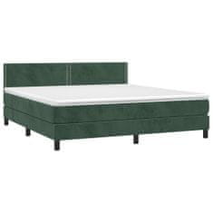 Vidaxl Box spring postelja z vzmetnico LED tem. zelena 160x200cm žamet