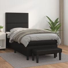 Vidaxl Box spring postelja z vzmetnico črna 90x200 cm umetno usnje