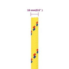 Vidaxl Vrv za čoln rumena 16 mm 25 m polipropilen