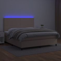 Vidaxl Box spring postelja vzmetnico LED kapučino 180x200 cm um. usnje