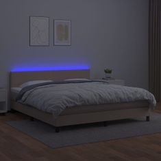 Vidaxl Box spring postelja z vzmetnico LED kapučino 160x200 cm