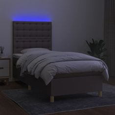 Vidaxl Box spring postelja z vzmetnico LED taupe 80x200 cm blago