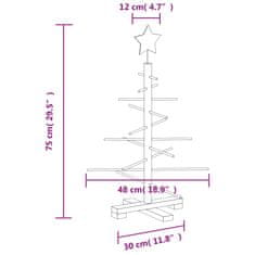 Vidaxl Lesena novoletna jelka za okras 75 cm trdna borovina