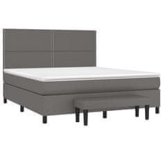 Vidaxl Box spring postelja z vzmetnico siv 160x200 cm umetno usnje