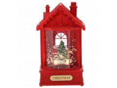 sarcia.eu Praznični LED lantern, rdeča hiška, glazbeni škatlica 12x9x19,5 cm 