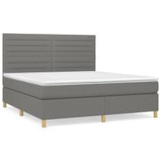 Vidaxl Box spring postelja z vzmetnico temno siva 160x200 cm blago