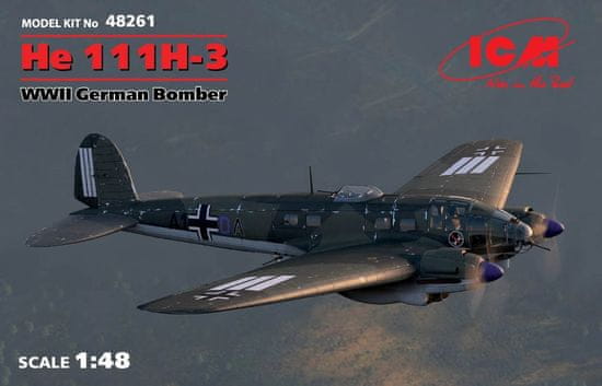 ICM maketa-miniatura Nemški bombnik 111H-3 iz druge svetovne vojne • maketa-miniatura 1:48 starodobna letala • Level 5