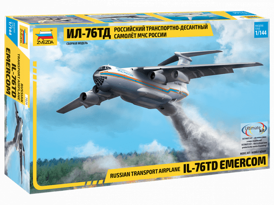 Zvezda maketa-miniatura IL-76TD Emercom • maketa-miniatura 1:144 novodobna letala • Level 3