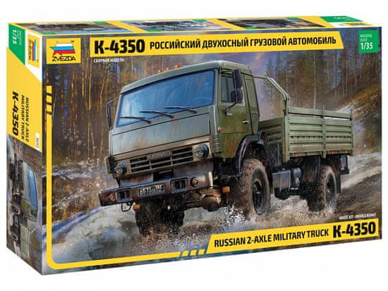 Zvezda maketa-miniatura Ruski 2-osni vojaški tovornjak K-4350 • maketa-miniatura 1:35 tanki in oklepniki • Level 3