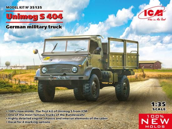 ICM maketa-miniatura Nemški vojaški tovornjak Unimog S 404 • maketa-miniatura 1:35 tovornjaki • Level 3
