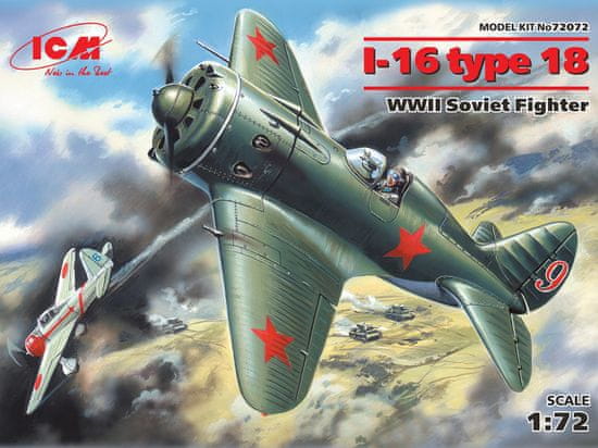 ICM maketa-miniatura Polikarpov I-16 tip 18 • maketa-miniatura 1:72 starodobna letala • Level 3