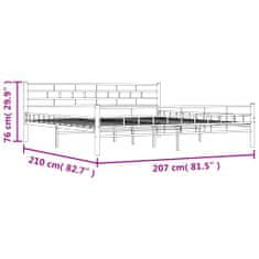 Vidaxl Posteljni okvir bel kovinski 200x200 cm