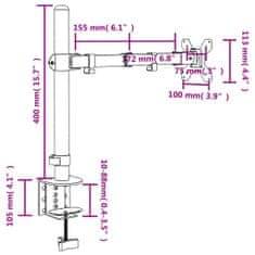 Vidaxl Nosilec za monitor črno jeklo VESA 75/100 mm