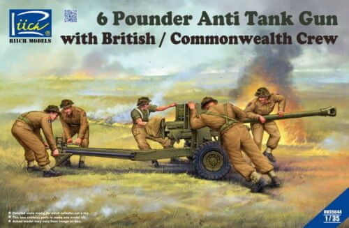 Riich-Models maketa-miniatura 6 Pounder Anti Tank Gun with British/Commonwealth Crew • maketa-miniatura 1:35 artilerija • Level 3