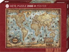 Heye Puzzle Zemljevid Art: Svet 2000 kosov