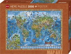 Heye Puzzle Zemljevid Art: Neverjetni svet 2000 kosov