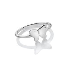 Hot Diamonds Očarljiv srebrn prstan z metuljčkom Flutter DR254 (Obseg 54 mm)