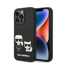 Karl Lagerfeld Karl Lagerfeld Tekoči silikon Karl &amp; Choupette MagSafe - ohišje za iPhone 14 Pro (črno)