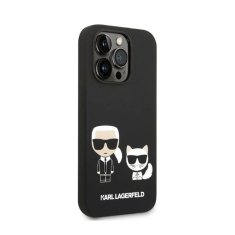 Karl Lagerfeld Karl Lagerfeld Tekoči silikon Karl &amp; Choupette MagSafe - ohišje za iPhone 14 Pro (črno)