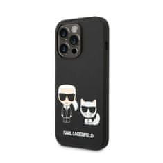 Karl Lagerfeld Karl Lagerfeld Tekoči silikon Karl &amp; Choupette MagSafe - ohišje za iPhone 14 Pro (črno)