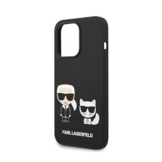 Karl Lagerfeld Karl Lagerfeld Tekoči silikon Karl &amp; Choupette MagSafe - ohišje za iPhone 14 Pro (črno)